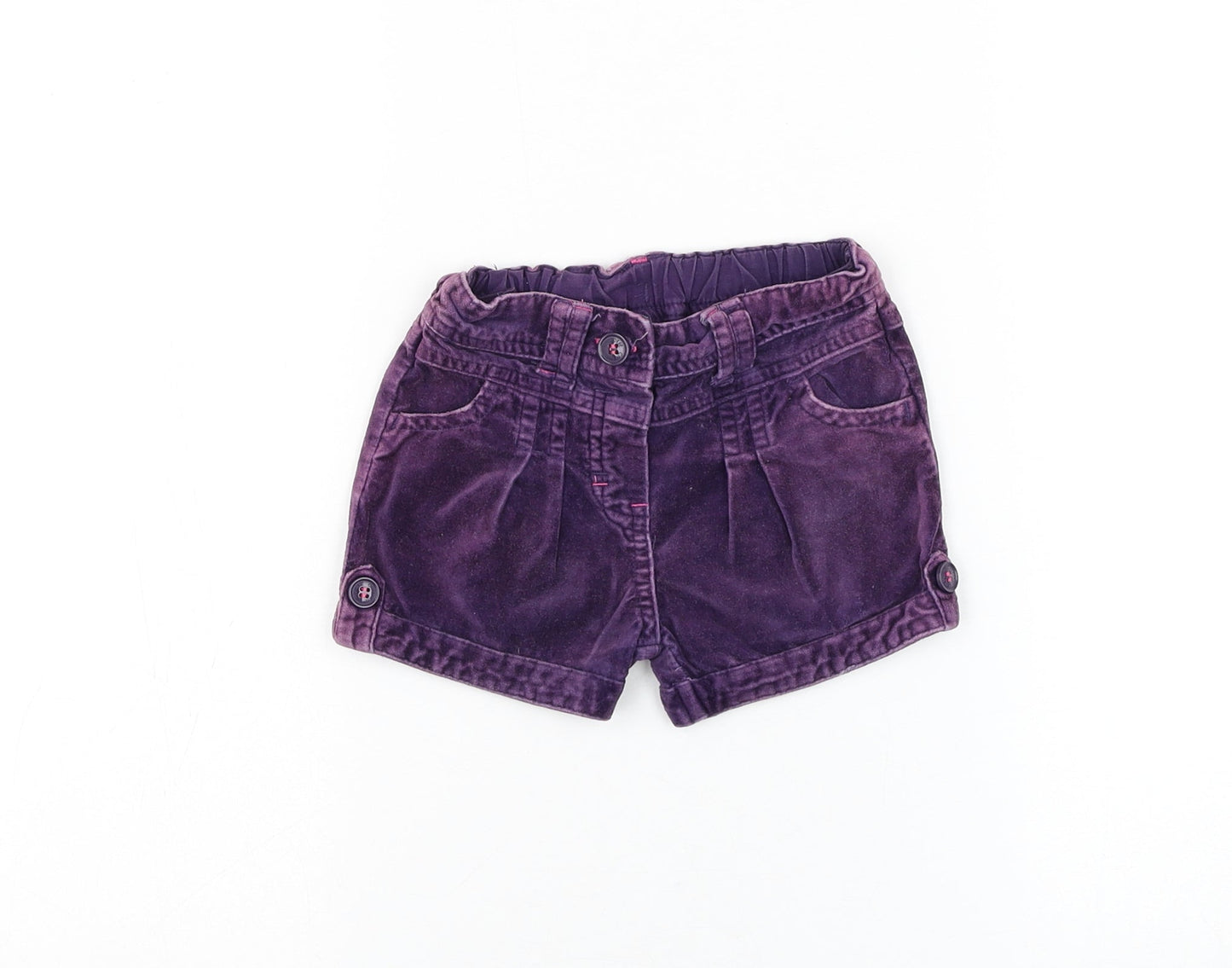Cherokee Girls Purple Cotton Cropped Trousers Size 9-12 Months Button