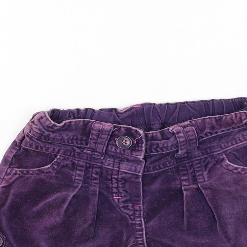 Cherokee Girls Purple Cotton Cropped Trousers Size 9-12 Months Button