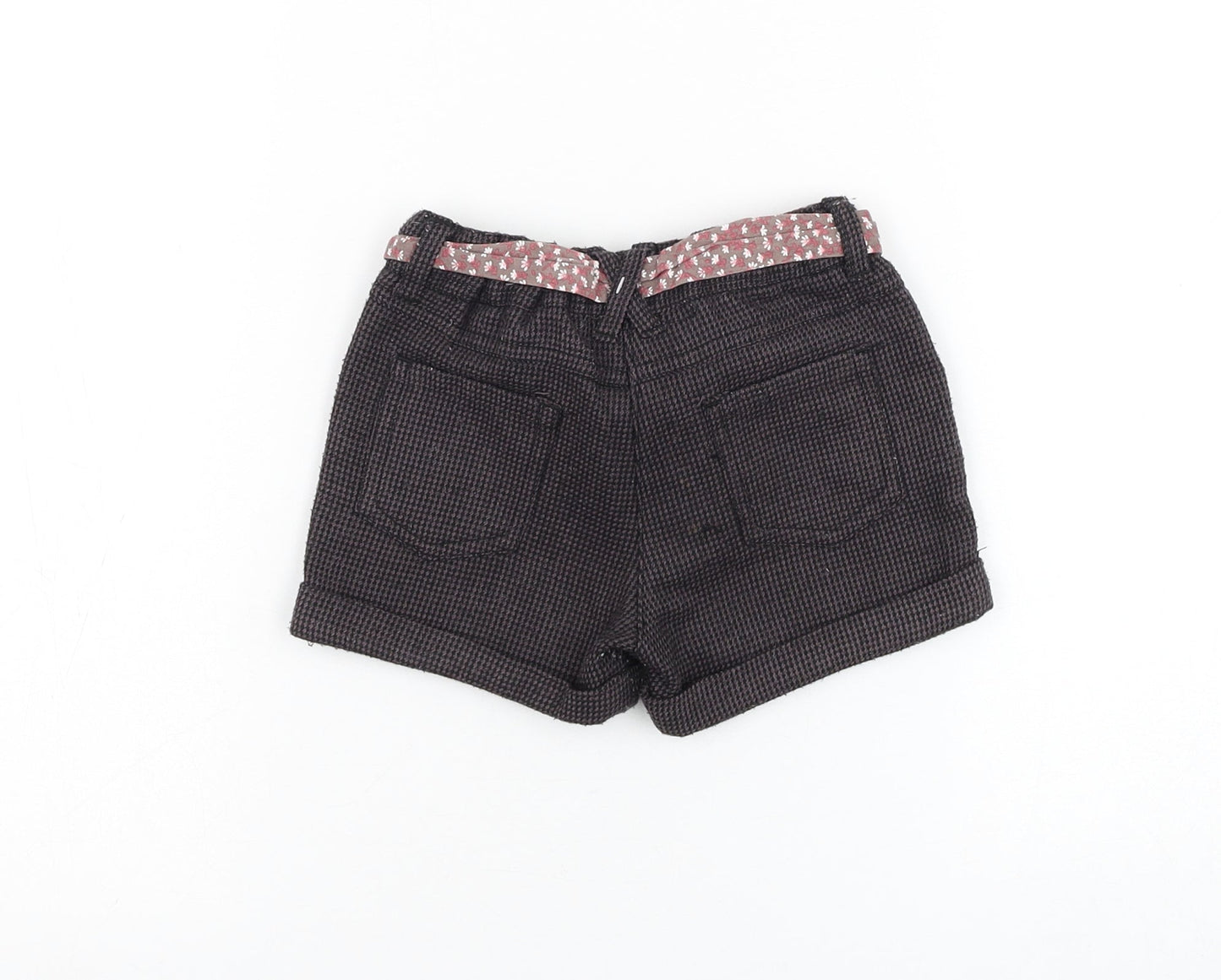 F&F Girls Brown Houndstooth Polyester Cropped Trousers Size 12-18 Months Tie - Shorts