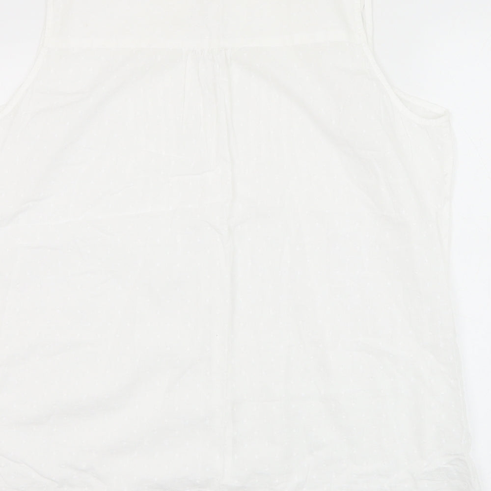 EWM Womens White Cotton Basic Button-Up Size XL V-Neck