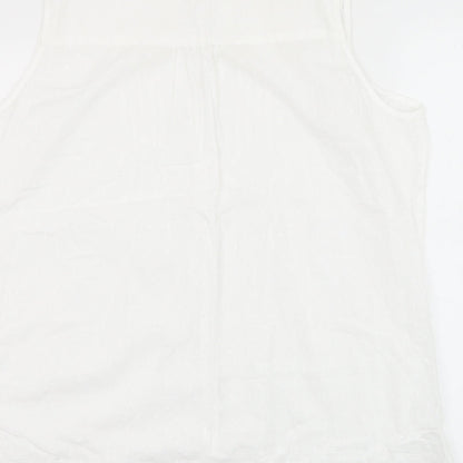 EWM Womens White Cotton Basic Button-Up Size XL V-Neck