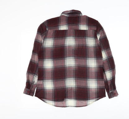 Sparkle & Fade Womens Red Plaid Polyester Basic Button-Up Size XS Collared