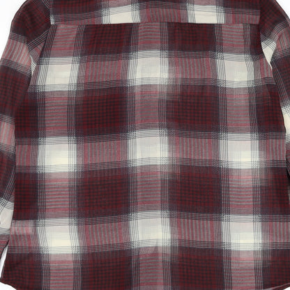 Sparkle & Fade Womens Red Plaid Polyester Basic Button-Up Size XS Collared