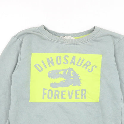 H&M Boys Grey Cotton Pullover Sweatshirt Size 9-10 Years Pullover - Dinosaurs Forever