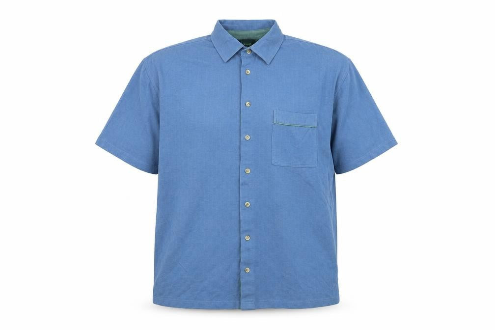 Mens UK Size XL Wolsey Blue  Button-Up Short Sleeve Casual Shirt