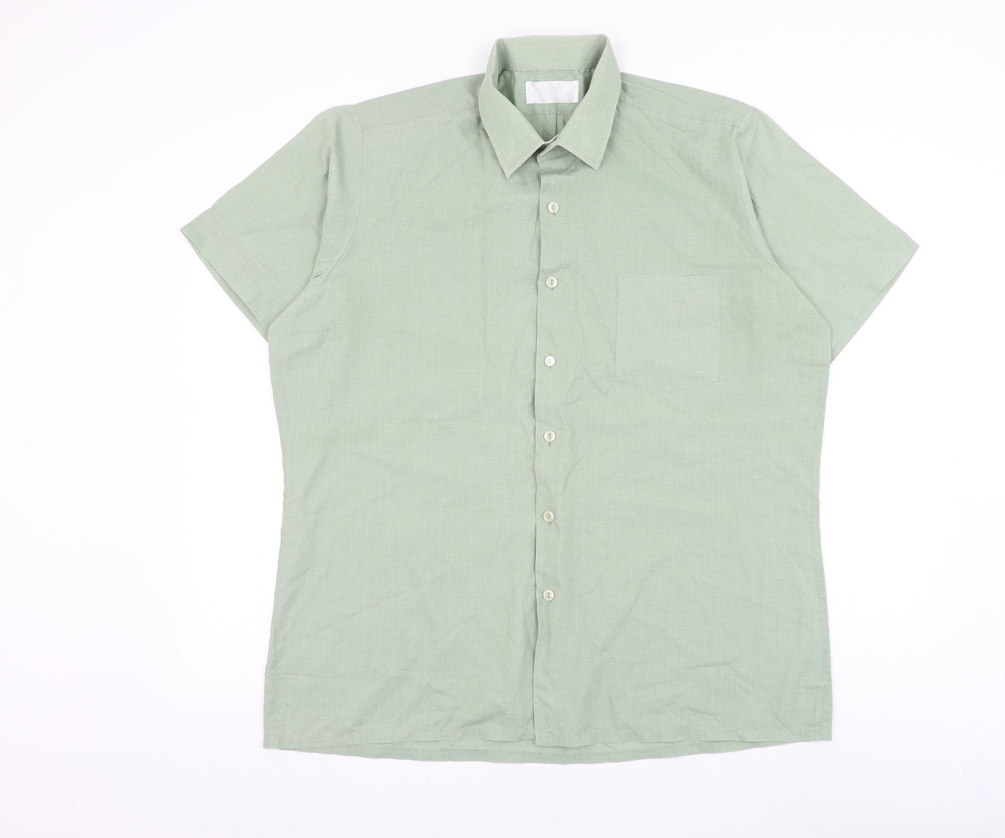 Mens UK Size 16.5 Keynote Green  Button-Up Short Sleeve Casual Shirt