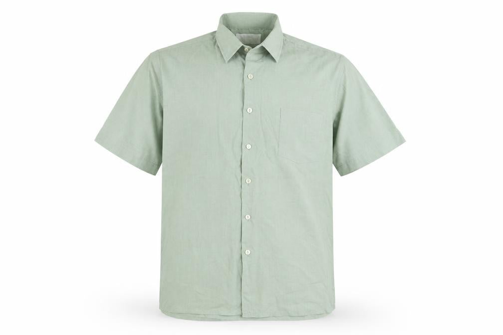 Mens UK Size 16.5 Keynote Green  Button-Up Short Sleeve Casual Shirt