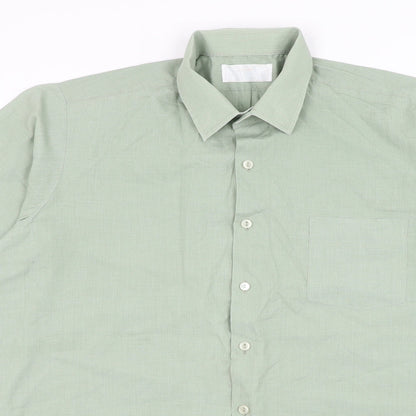 Mens UK Size 16.5 Keynote Green  Button-Up Short Sleeve Casual Shirt