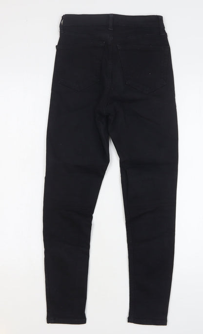 Topshop Womens Black Cotton Skinny Jeans Size 26 in L27 in Regular Button