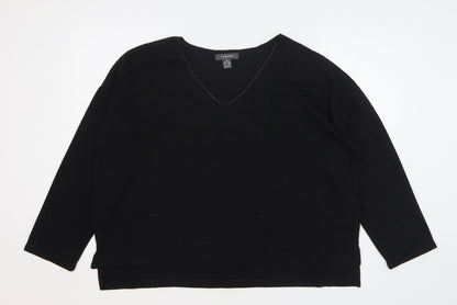 Primark Womens Black V-Neck Polyester Pullover Jumper Size 18