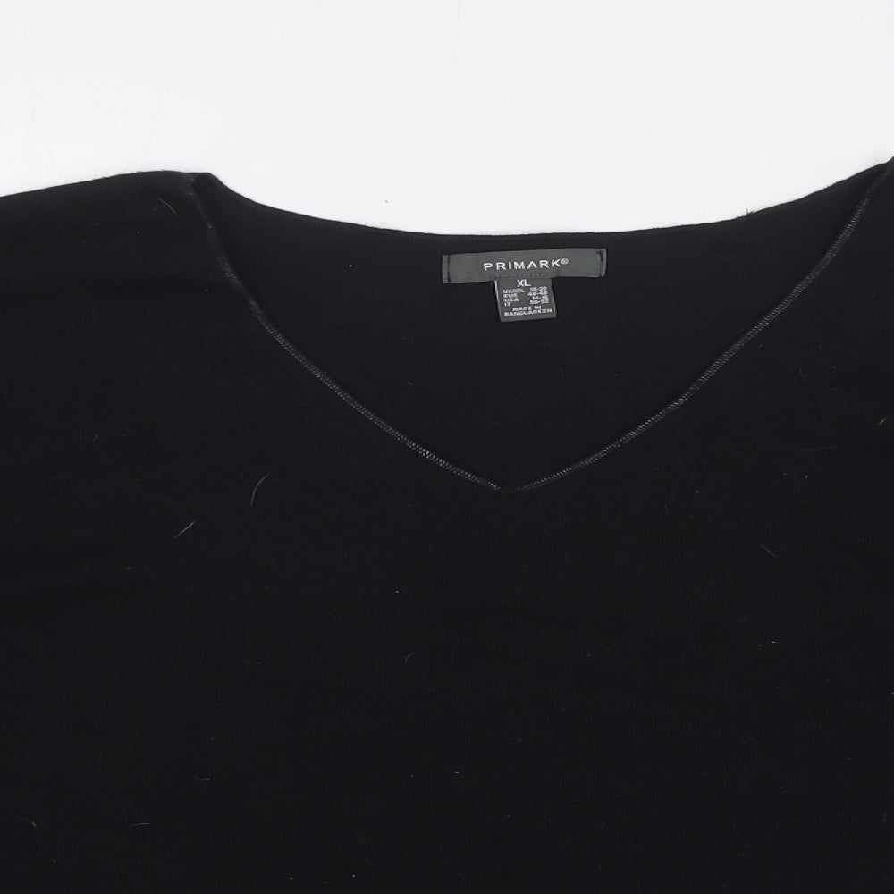 Primark Womens Black V-Neck Polyester Pullover Jumper Size 18