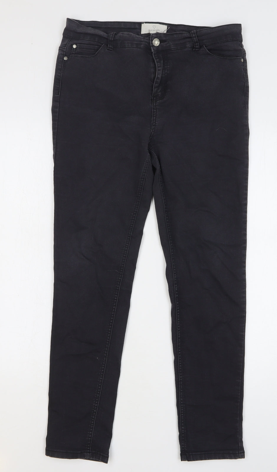 True Denim Womens Black Cotton Skinny Jeans Size 14 L28 in Regular Button