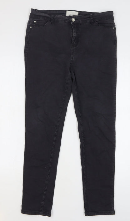 True Denim Womens Black Cotton Skinny Jeans Size 14 L28 in Regular Button