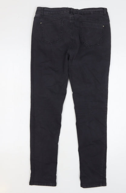 True Denim Womens Black Cotton Skinny Jeans Size 14 L28 in Regular Button