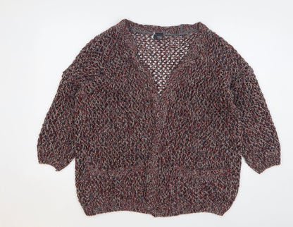 Womens UK Size M Sparkle & Fade Red Cardigan Jumper