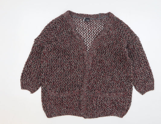 Womens UK Size M Sparkle & Fade Red Cardigan Jumper