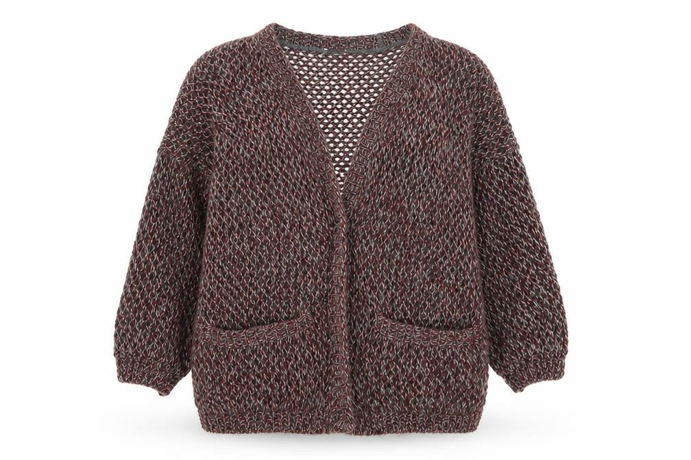 Womens UK Size M Sparkle & Fade Red Cardigan Jumper