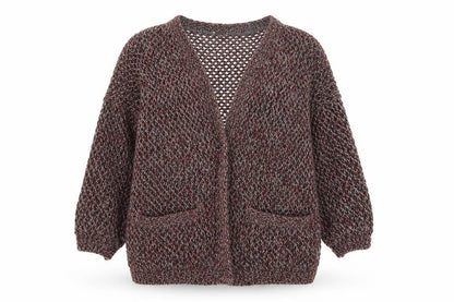 Womens UK Size M Sparkle & Fade Red Cardigan Jumper