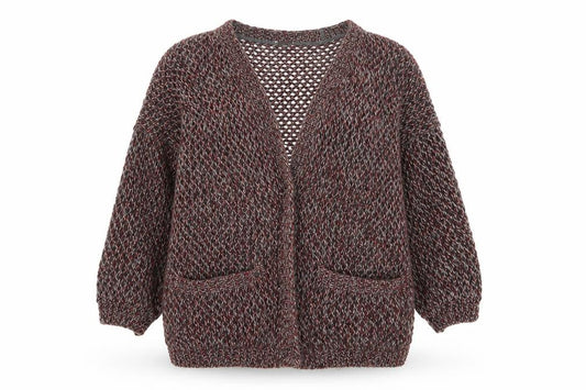 Womens UK Size M Sparkle & Fade Red Cardigan Jumper