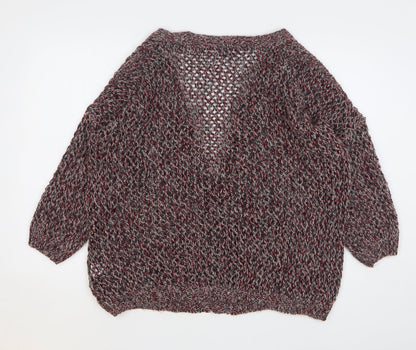 Womens UK Size M Sparkle & Fade Red Cardigan Jumper