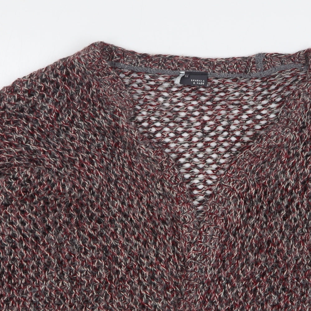 Womens UK Size M Sparkle & Fade Red Cardigan Jumper
