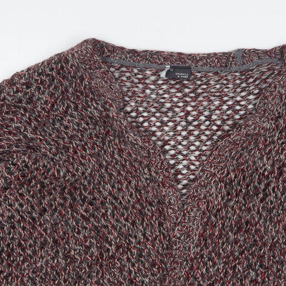 Womens UK Size M Sparkle & Fade Red Cardigan Jumper