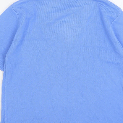 Glimpse Womens Blue V-Neck Polyester Pullover Jumper Size S