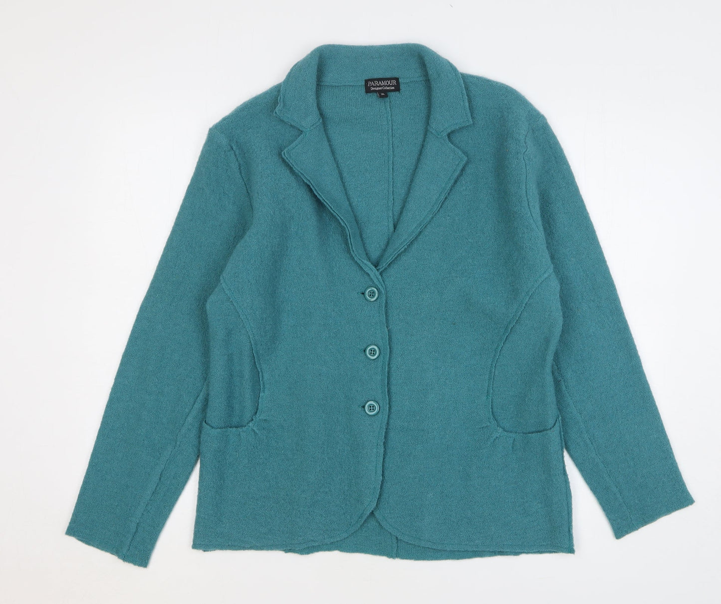 Paramour Womens Green Wool Jacket Blazer Size XL