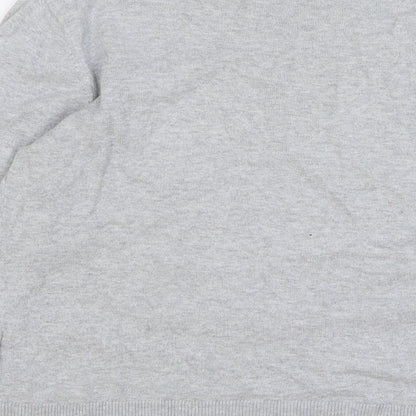 Oasis Womens Grey Round Neck Cotton Pullover Jumper Size M