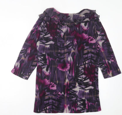 Christopher & Banks Womens Pink V-Neck Geometric Polyester Cardigan Jumper Size L