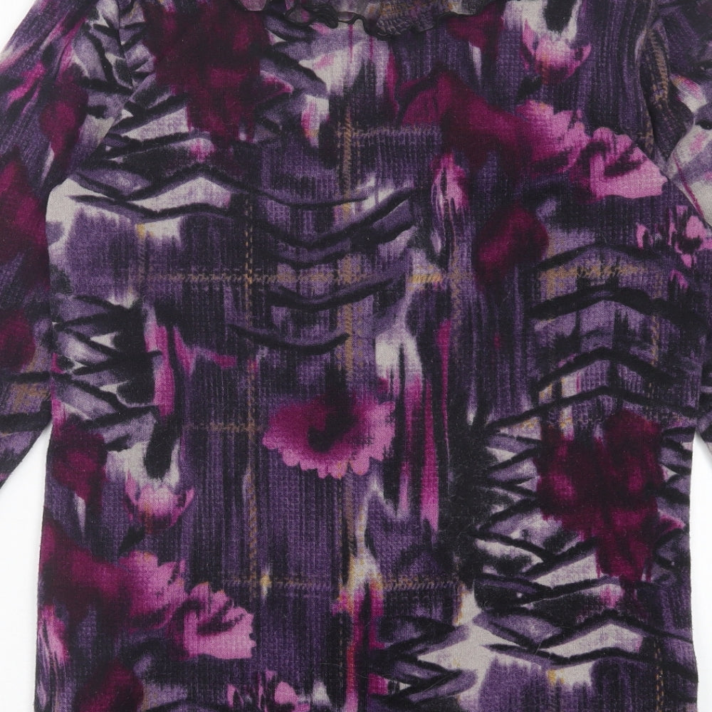 Christopher & Banks Womens Pink V-Neck Geometric Polyester Cardigan Jumper Size L