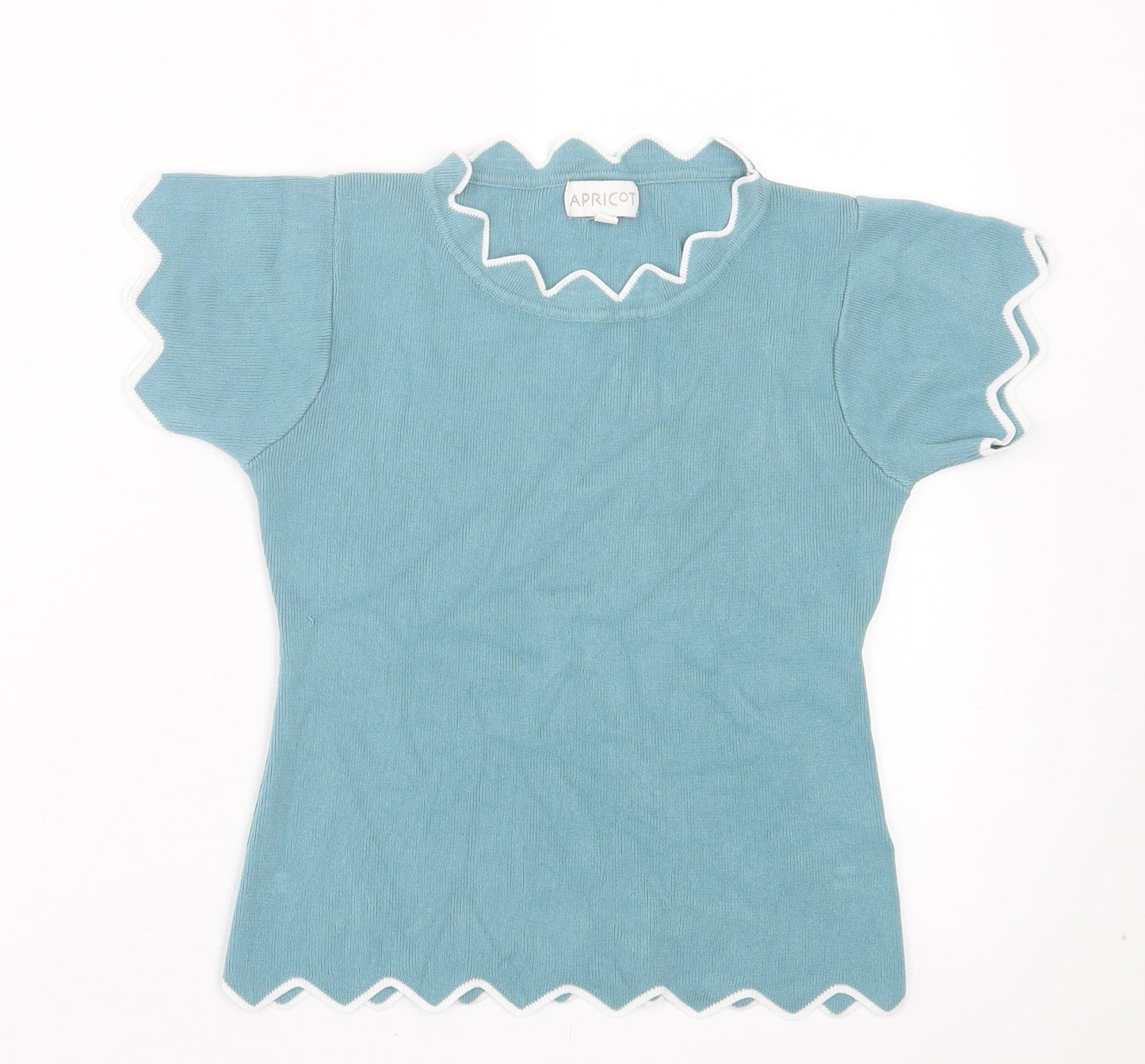 Womens UK Size M Apricot Blue Basic T-Shirt