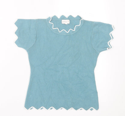 Womens UK Size M Apricot Blue Basic T-Shirt