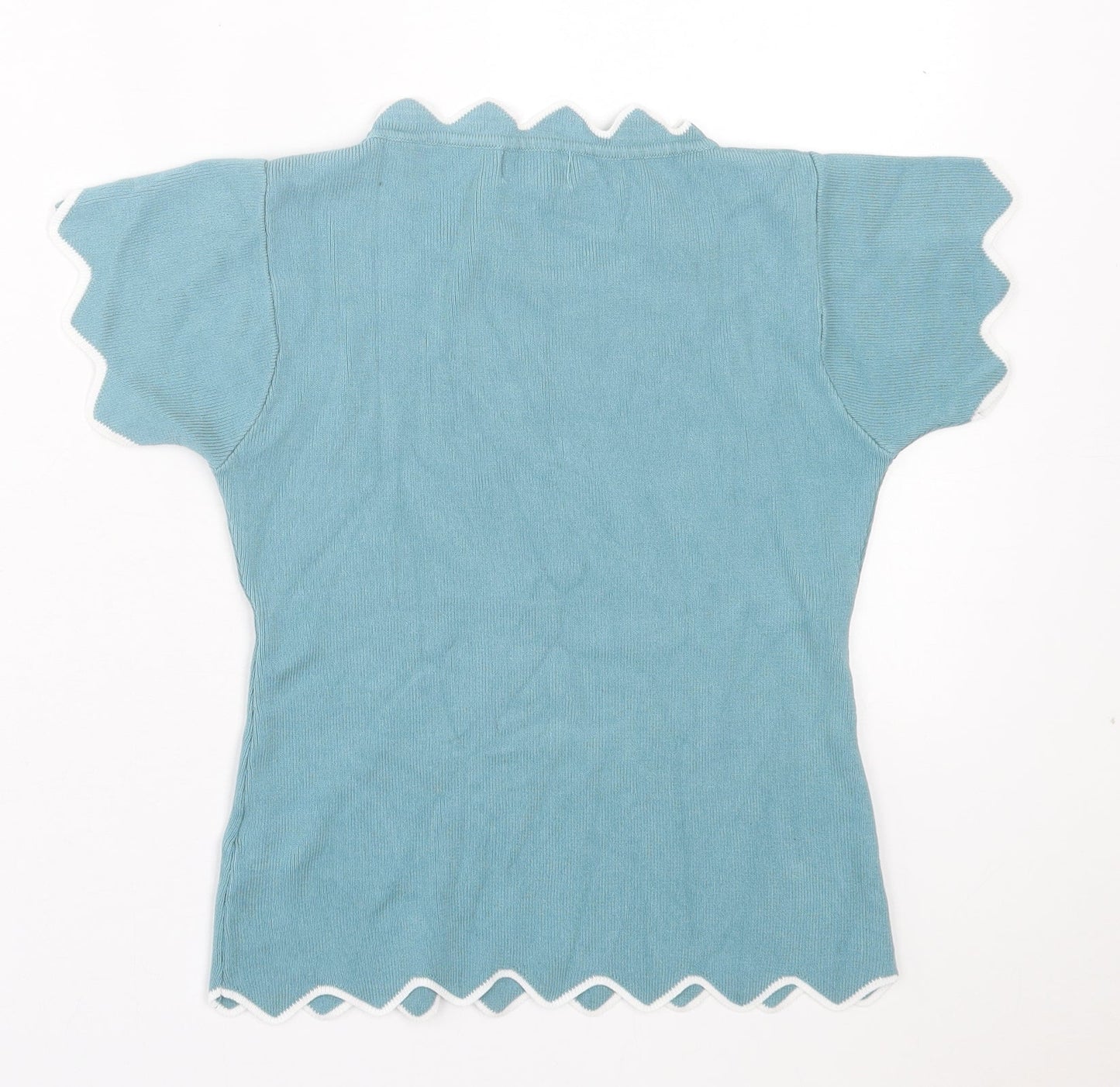 Womens UK Size M Apricot Blue Basic T-Shirt