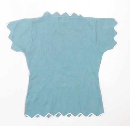 Womens UK Size M Apricot Blue Basic T-Shirt
