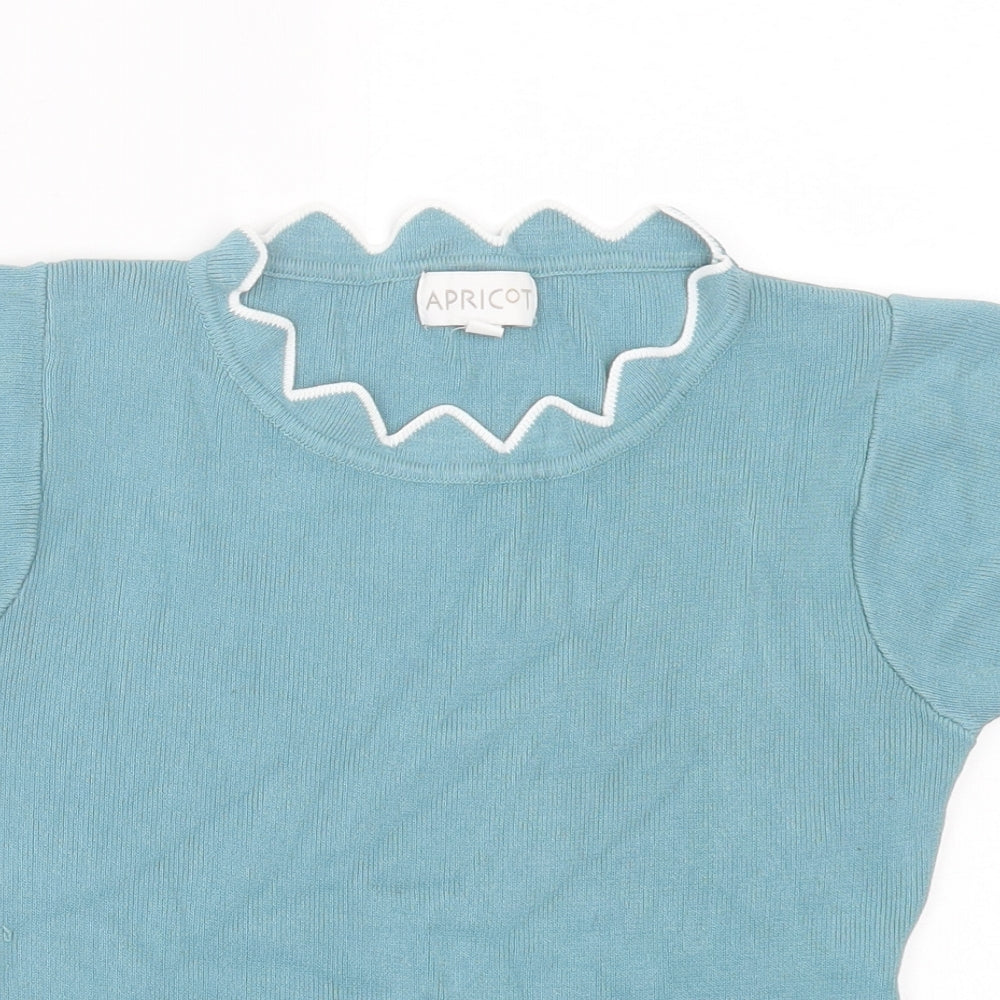 Womens UK Size M Apricot Blue Basic T-Shirt