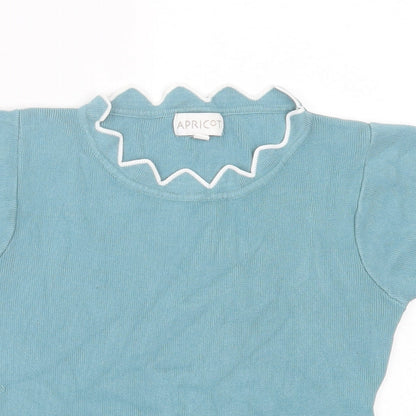 Womens UK Size M Apricot Blue Basic T-Shirt