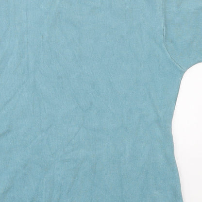 Womens UK Size M Apricot Blue Basic T-Shirt