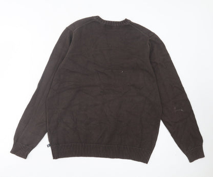 Marks and Spencer Mens Brown V-Neck Acrylic Pullover Jumper Size M