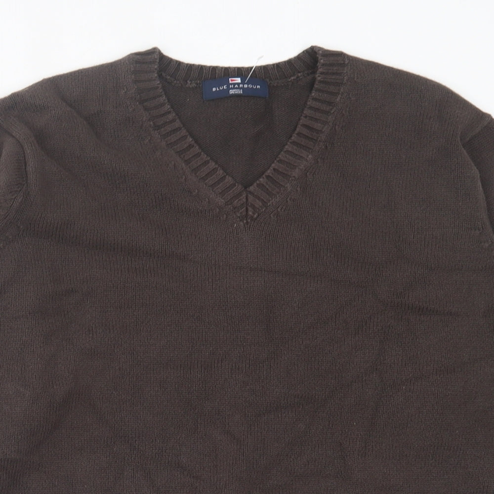 Marks and Spencer Mens Brown V-Neck Acrylic Pullover Jumper Size M