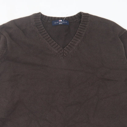 Marks and Spencer Mens Brown V-Neck Acrylic Pullover Jumper Size M