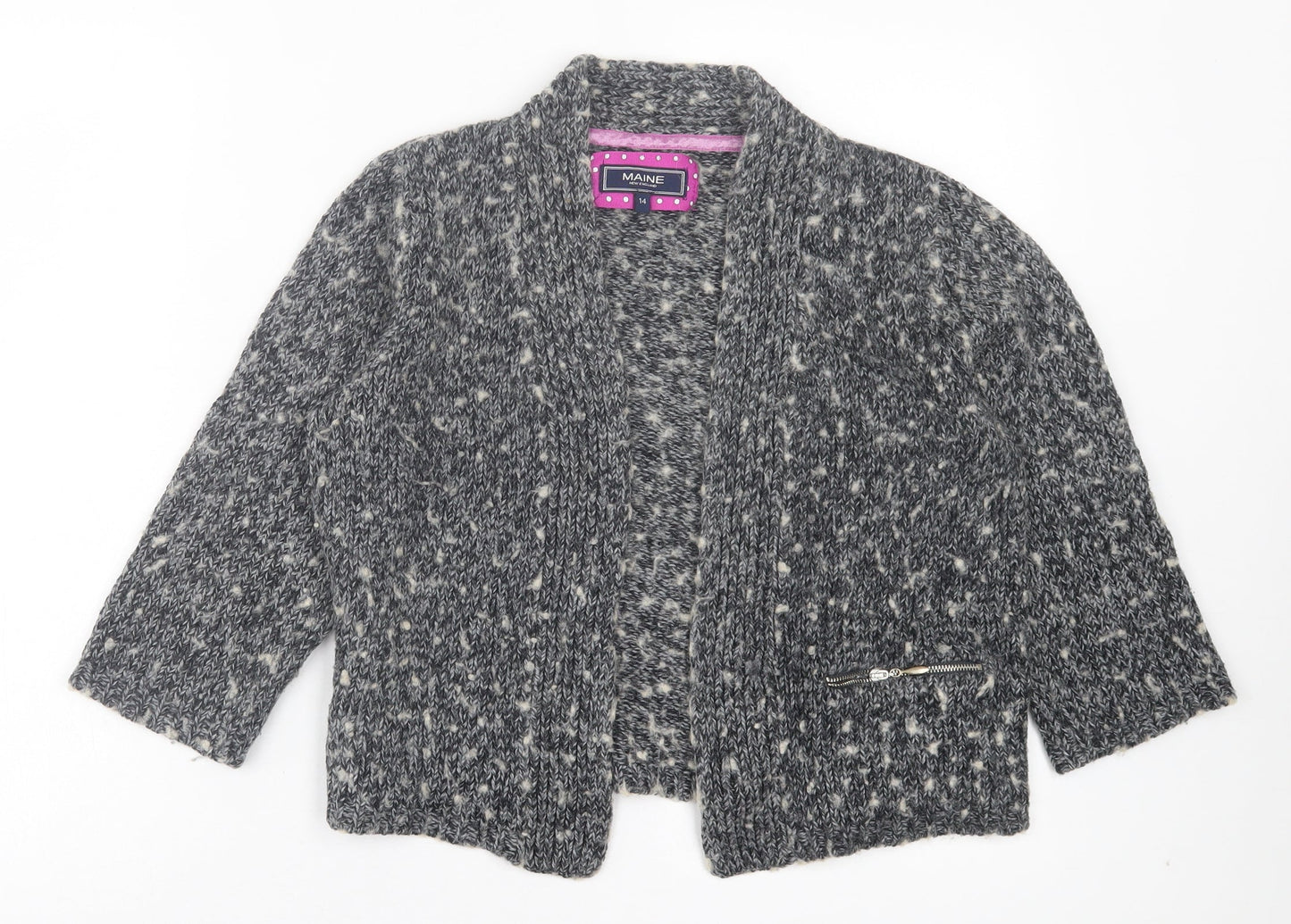 Womens UK Size 14 Maine Grey Cardigan Jumper