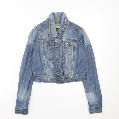 Authentic Denim Womens Blue Jacket Size 8 Button - Distressed
