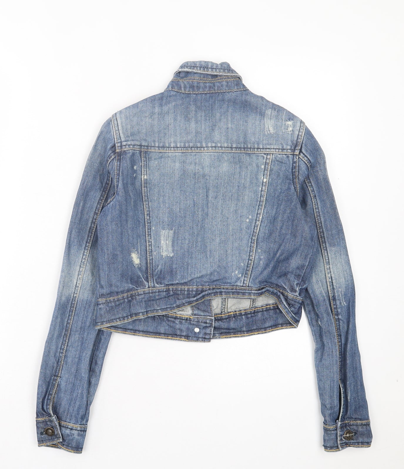 Authentic Denim Womens Blue Jacket Size 8 Button - Distressed