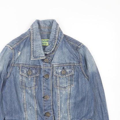 Authentic Denim Womens Blue Jacket Size 8 Button - Distressed