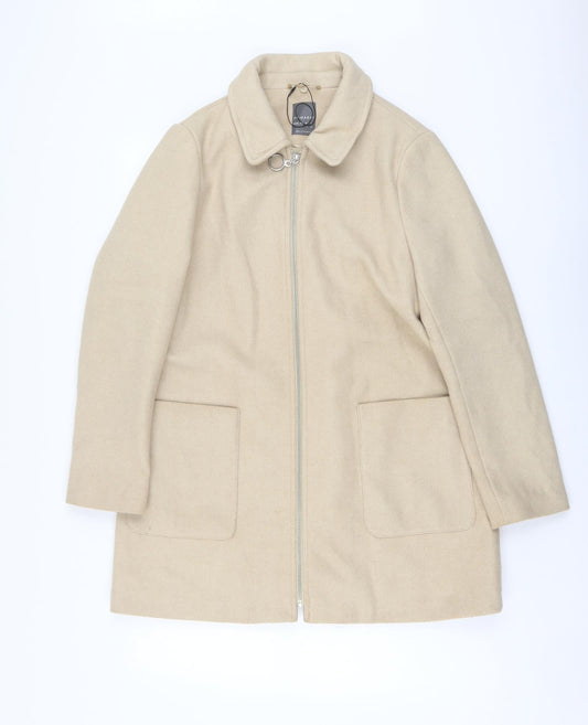 Primark Womens Beige Pea Coat Coat Size 12 Zip