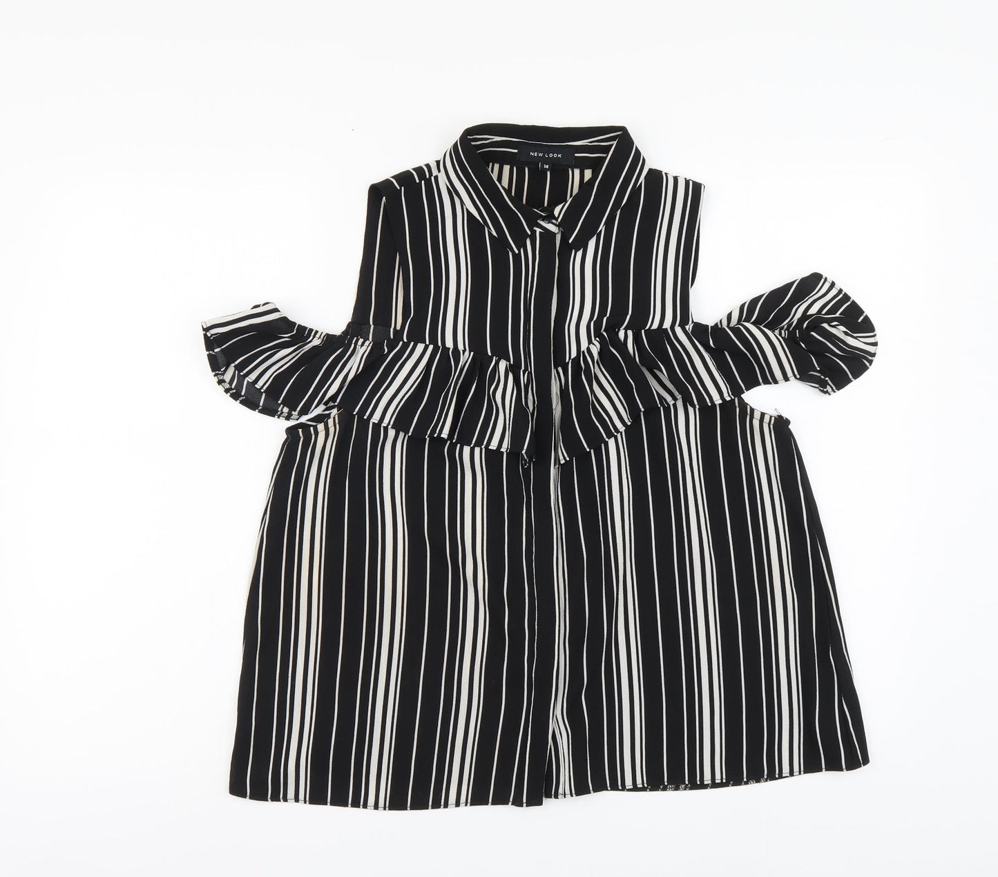 Womens UK Size 14 New Look Black Basic Button-Up