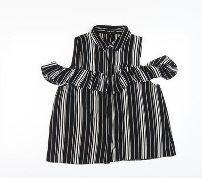 Womens UK Size 14 New Look Black Basic Button-Up