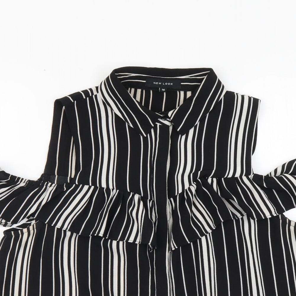 Womens UK Size 14 New Look Black Basic Button-Up