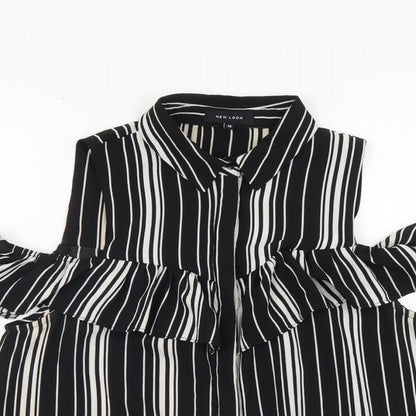 Womens UK Size 14 New Look Black Basic Button-Up